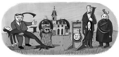 100º Aniversário de Charles Addams. Cortesia do Tee & Charles Addams Foundation.