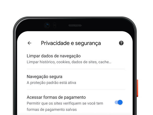 Página de configurações