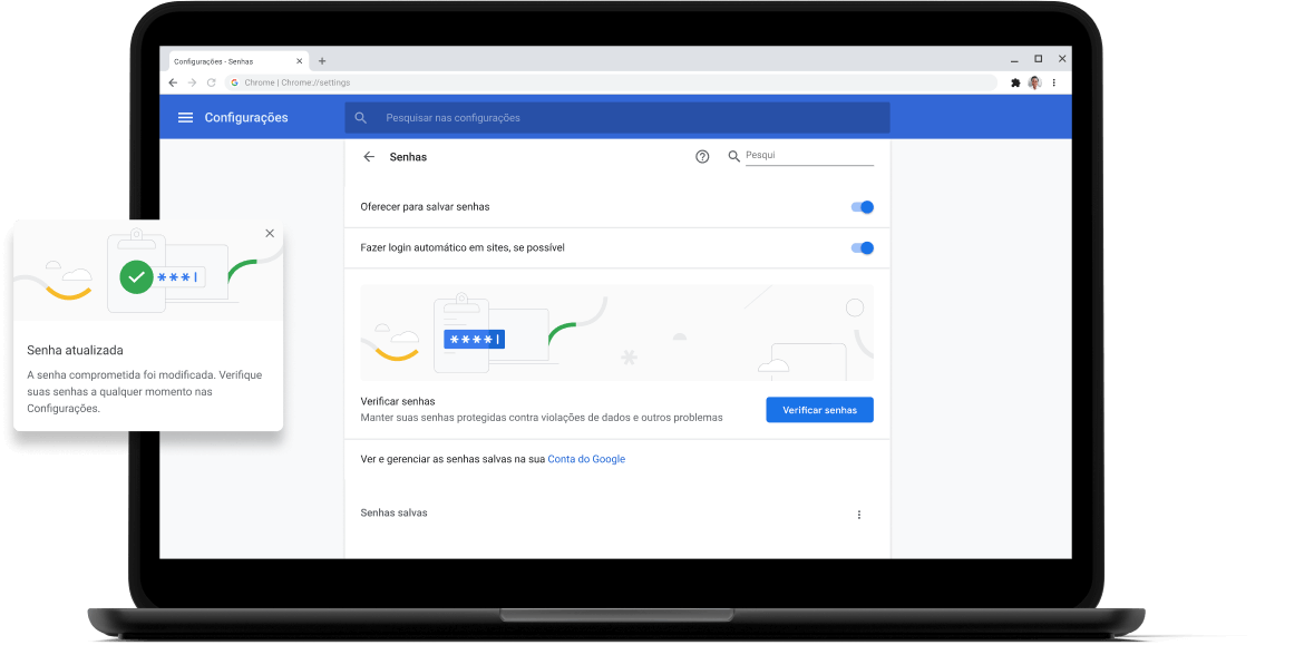 Pixelbook Go laptop with screen displaying Chrome password check with a passsword update dialog box.