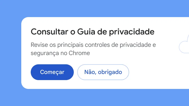 Um pop-up isolado pergunta se o usuário gostaria de acessar o Guia de privacidade.