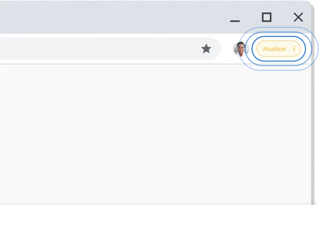 Canto superior direito da janela do navegador Chrome com o pedido Atualizar realçado.