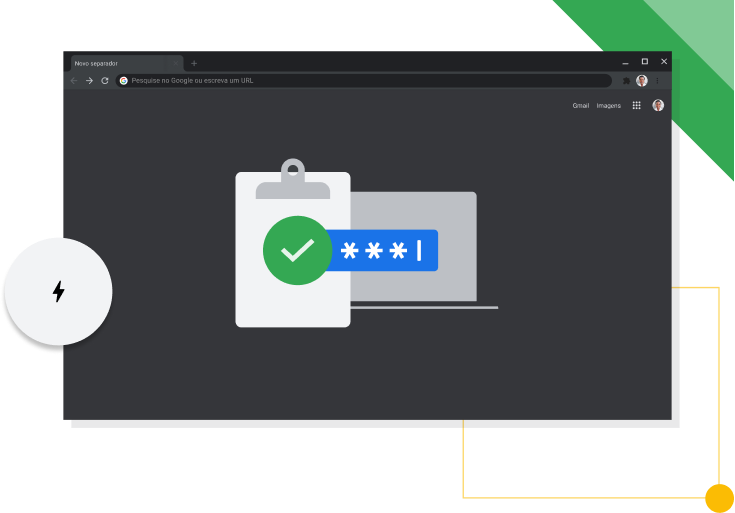 Janela do navegador Chrome no modo escuro, a apresentar o ícone de produtividade da Google.