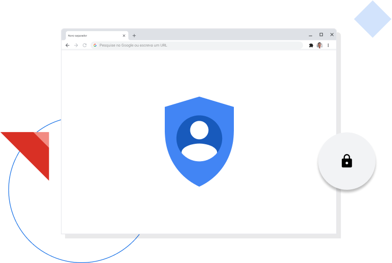 Janela do navegador Chrome a apresentar o ícone de privacidade da Google.