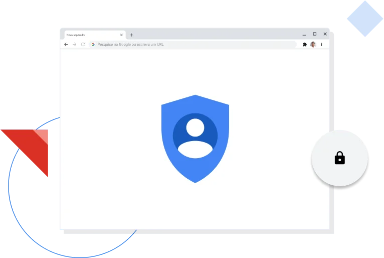 Janela do navegador Chrome a apresentar o ícone de privacidade da Google.