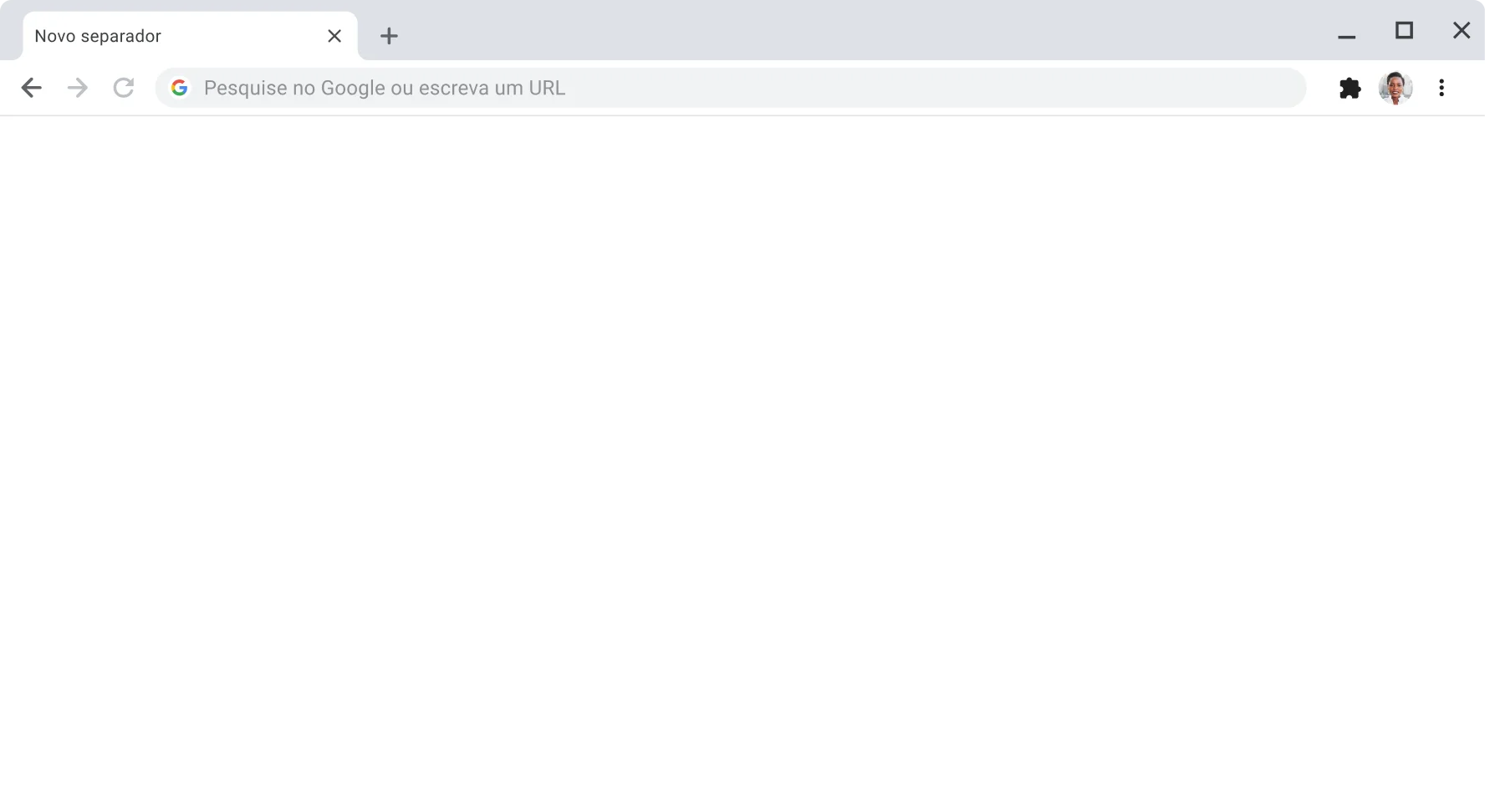 Janela do navegador Chrome com uma barra de endereço vazia.