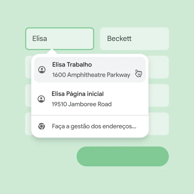 Um utilizador pode introduzir instantaneamente o nome e a morada num formulário através do preenchimento automático.