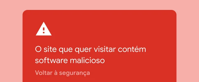Um alerta vermelho avisa o utilizador de que um site que está a tentar visitar contém software malicioso.