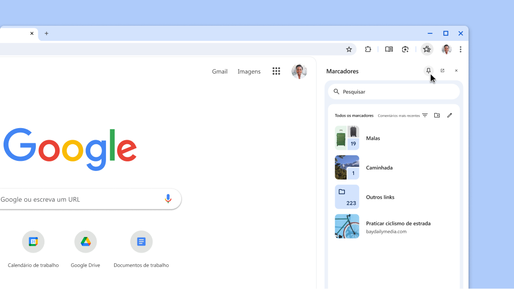Fixar um painel lateral do Chrome na barra de ferramentas