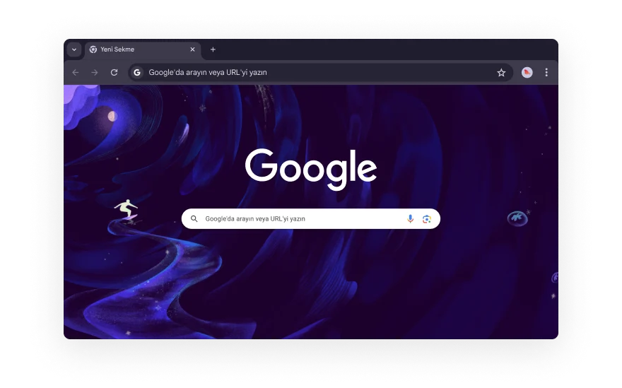 Soyut bir Chrome kullanıcı arayüzünün etrafında tarayıcı uzantılarına ait kategorileri temsil eden simgeler gösteriliyor. Simgeler; Alışveriş, Eğlence, Araçlar, Sanat ve Tasarım ile Erişilebilirlik kategorilerini temsil ediyor.
