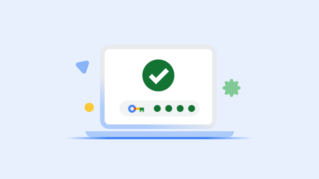 Ecrã de portátil a apresentar uma marca de verificação verde grande e uma barra de progresso da chave de segurança concluída.