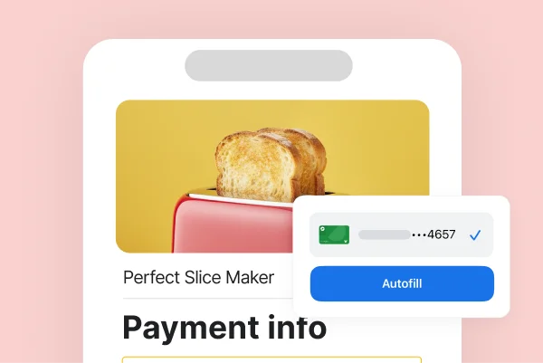 On a retail site's payment info screen, Chrome gives the option to autofill the fields with saved payment info